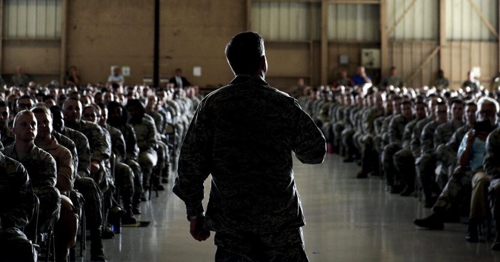 Leader addressing a formation